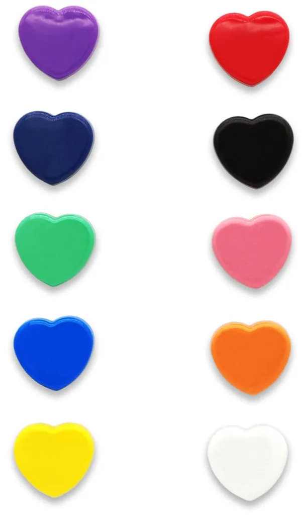 Aimants de bureau cœur, lot de 10 aimants puissants colorés assortis