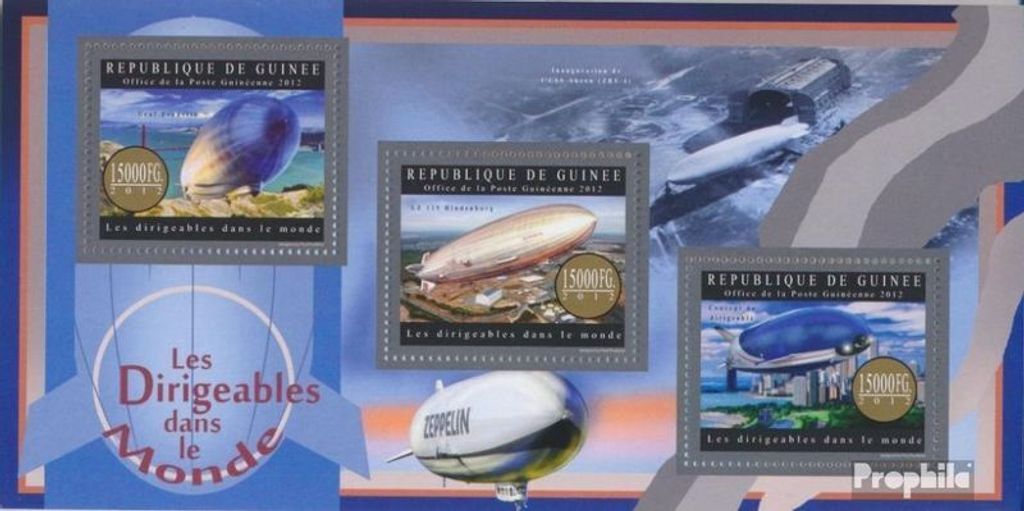 Briefmarken Guinea 2012 Mi 9503-9505 Kleinbogen (kompl. Ausgabe) postfrisch Zeppeline,(Graf Zeppelin)