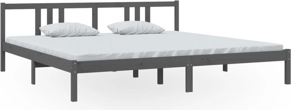 Massivholzbett Grau 200x200 cm