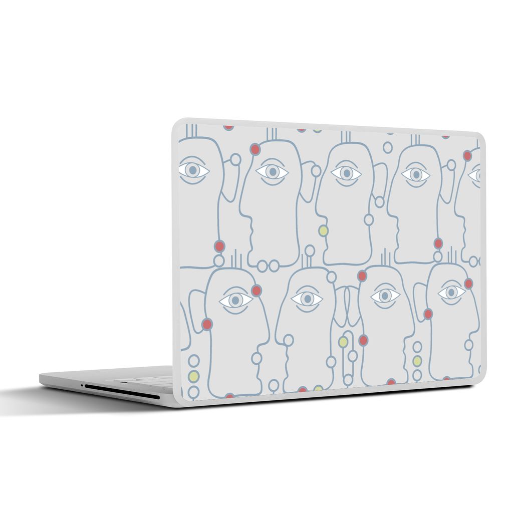 MuchoWow Laptop Aufkleber Sticker Cover Strichzeichnung - Gesicht - Muster 25x18 cm - Laptop-Deko