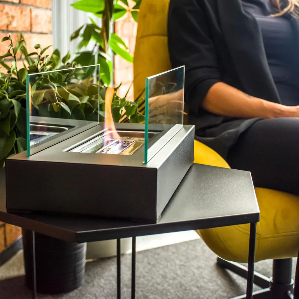 Cheminée de table sans fumée pour appartement avec vitres de protection - 2