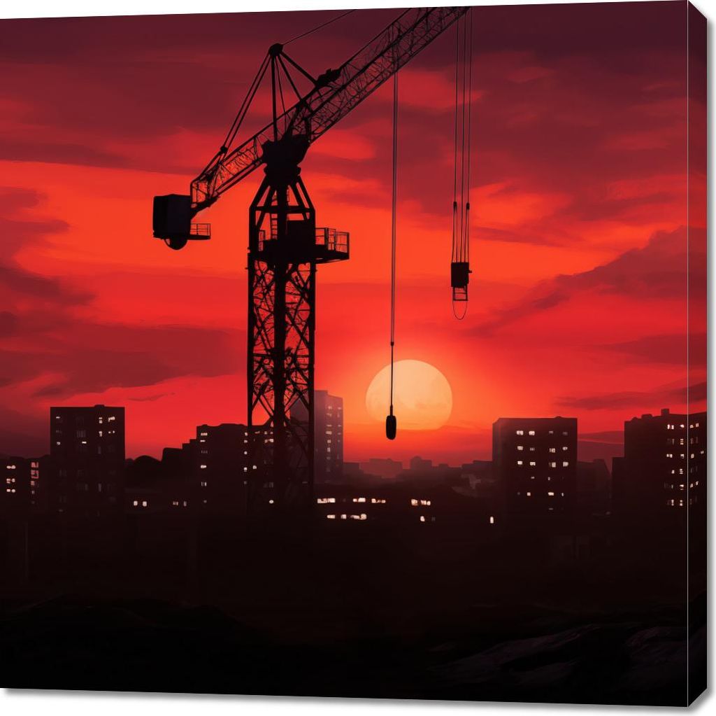 Bild 100x100cm Dämmerung über der Baustelle