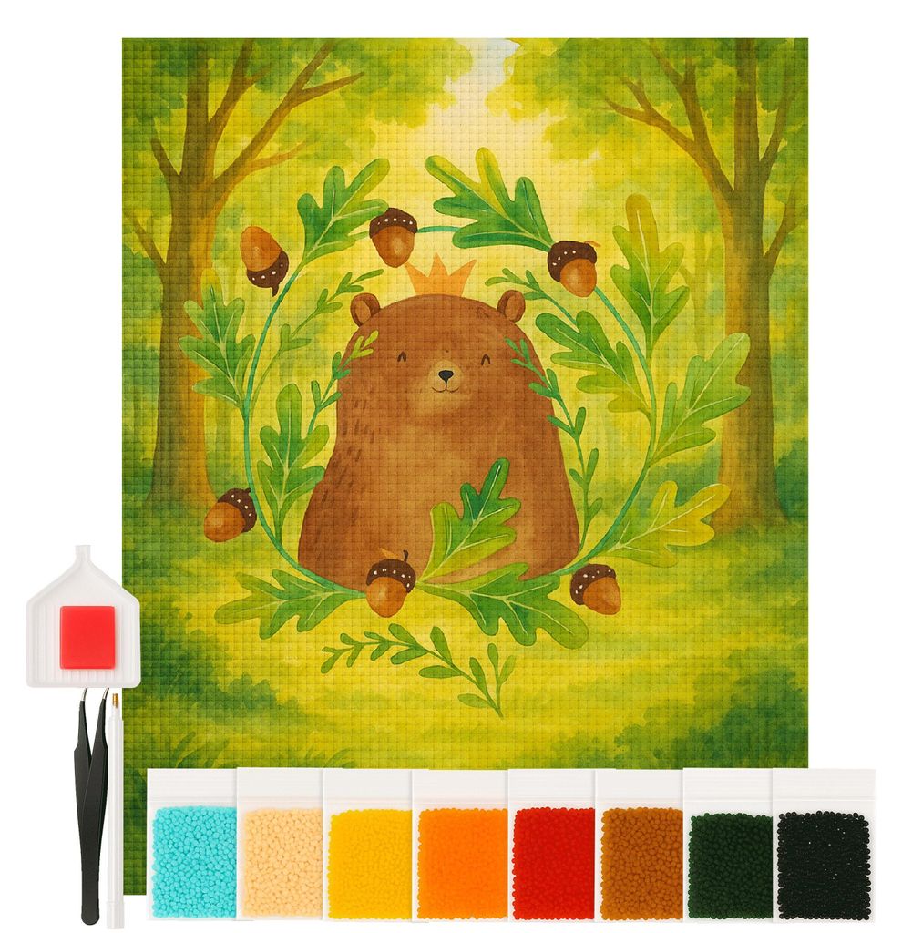 Mr. & Mrs. Panda Diamond Painting Bär König Design 40 x 50 cm Ohne Rahmen - Weiß - Geschenk, Papi, Vatertag, Bester Papa, diamant bilder, Teddy,...