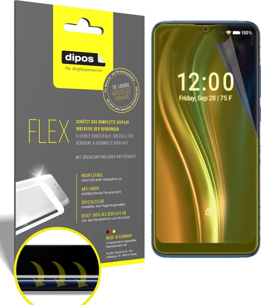 3x Schutzfolie für Coolpad Legacy 5G Folie, 100% Displayabdeckung, dipos Flex