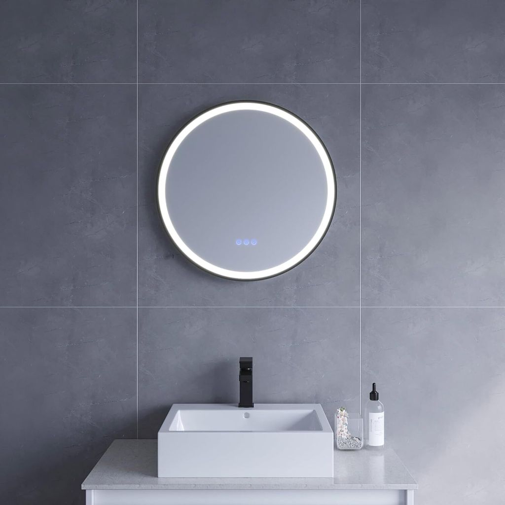 Wandspiegel Badspiegel Badezimmerspiegel Led Spiegel Bad rund mit Beleuchtung Ø 60 cm 3 Lichtfarbe Warmweiß Neutral Kaltweiß