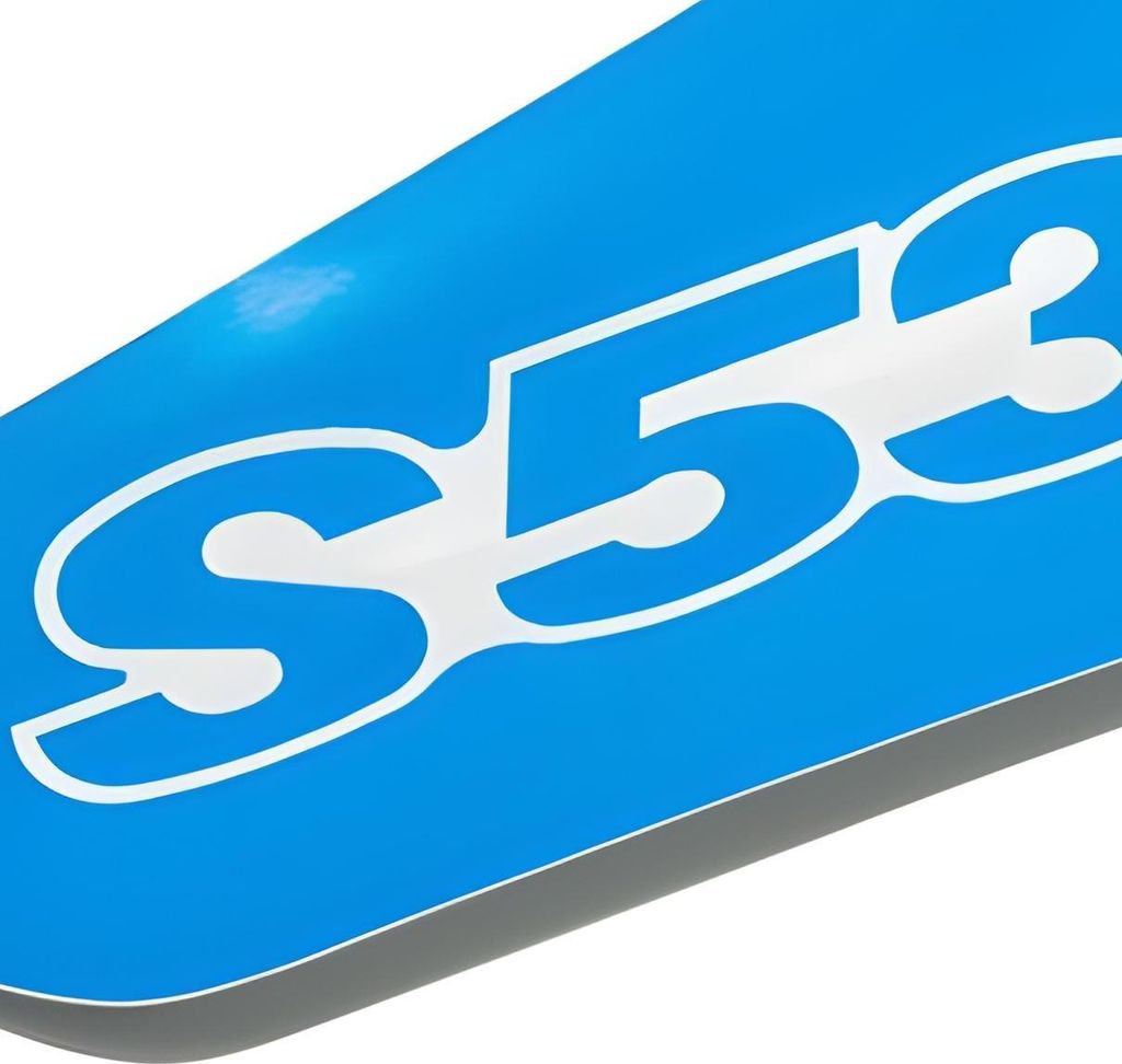 Klebefolie für Seitendeckel, rechts, Blau/Weiß - Simson S53