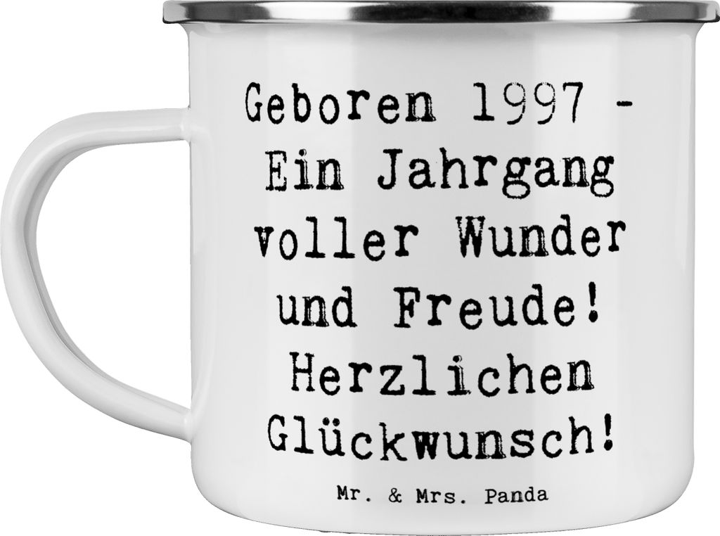 Mr. & Mrs. Panda Pott Spruch 1997 Geburtstag - Weiß - Geschenk, becher emaille, besondere Momente, Alter, Herzlichen Glückwunsch, Teetasse, Jahrg...