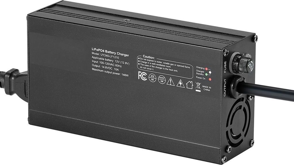 12 V, 10 A Lithium-Batterieladegerät 14,6 V AC-DC LiFePO4 Smart-Ladegerät für Wohnmobile