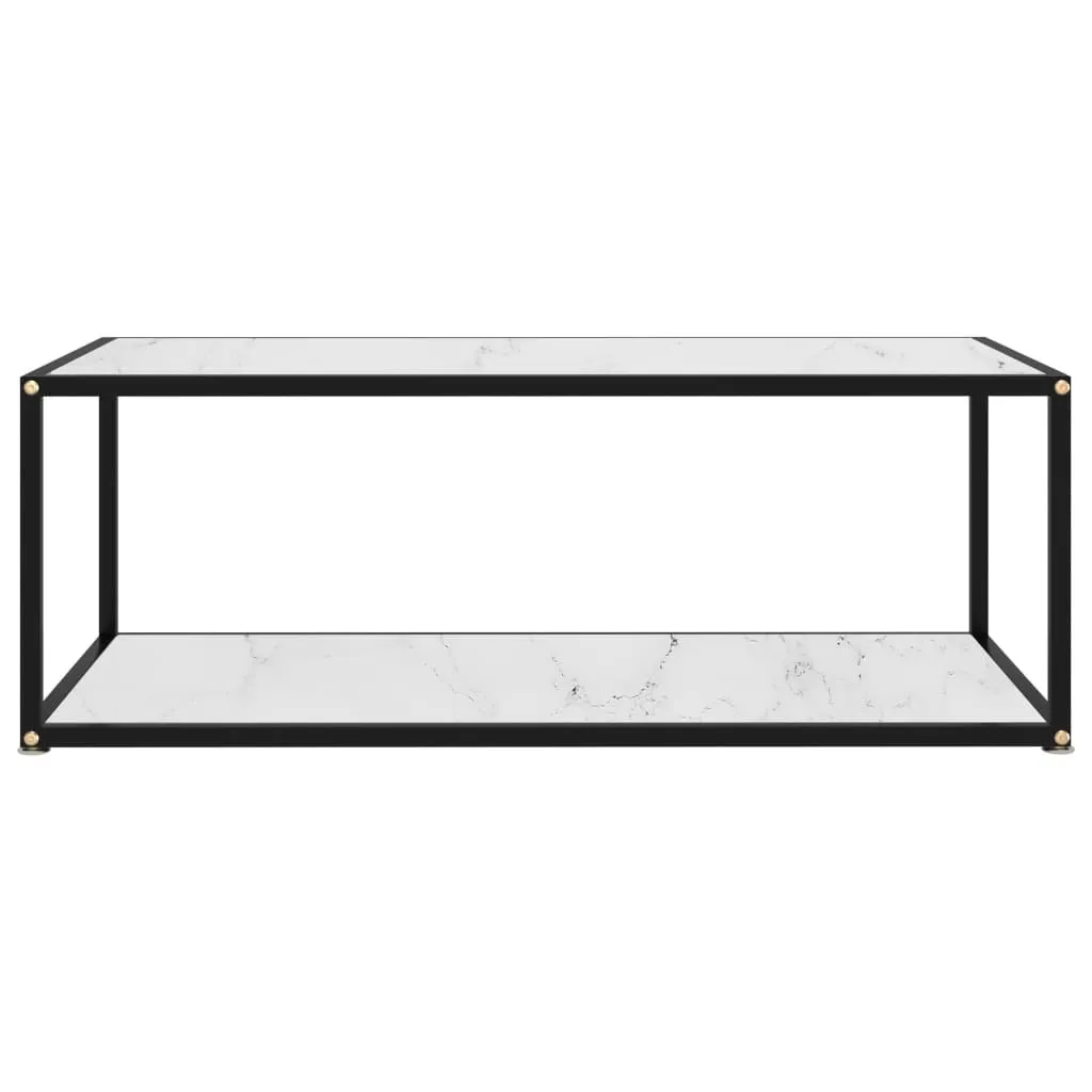 Table basse robuste en verre trempé blanc 100 cm avec finition brillante