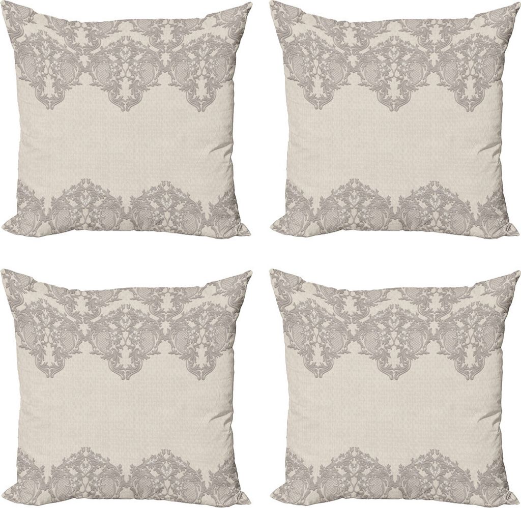 ABAKUHAUS Taupe Kissenbezug Set (4 Stück), Retro empfindliche Spitze wie, Moderner Doppelseitiger Digitaldruck, 45 cm x 45 cm, Taupe