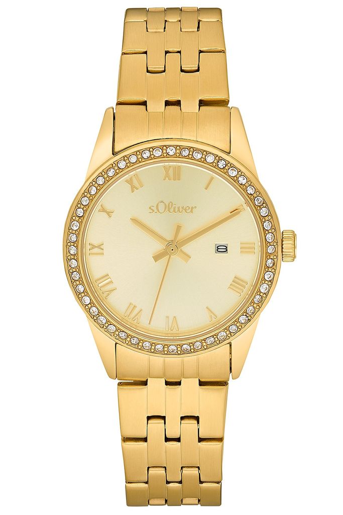 s.Oliver Damen Uhr Armbanduhr Edelstahl IP Gold 2033564