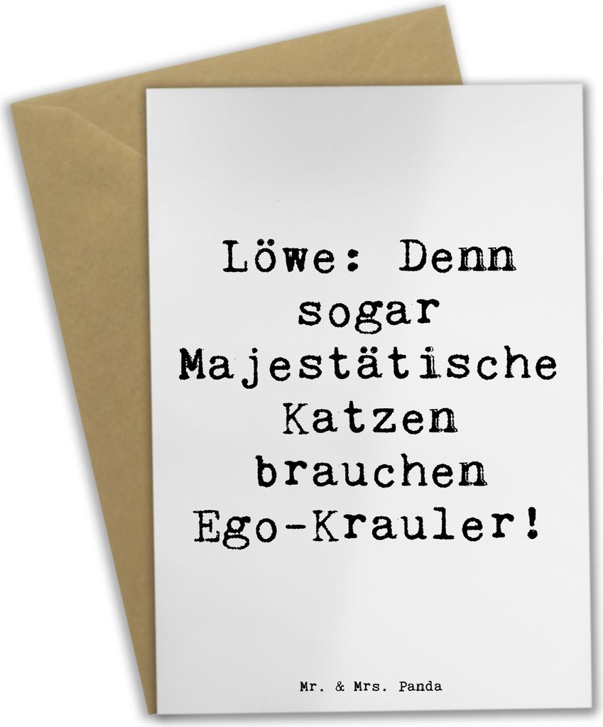 Mr. & Mrs. Panda Grußkarte Spruch Majestätischer Löwe - Weiß - Geschenk, Geschenke Sternzeichen, Geschenkideen, Persönlichkeit, Tierkreiszeich...
