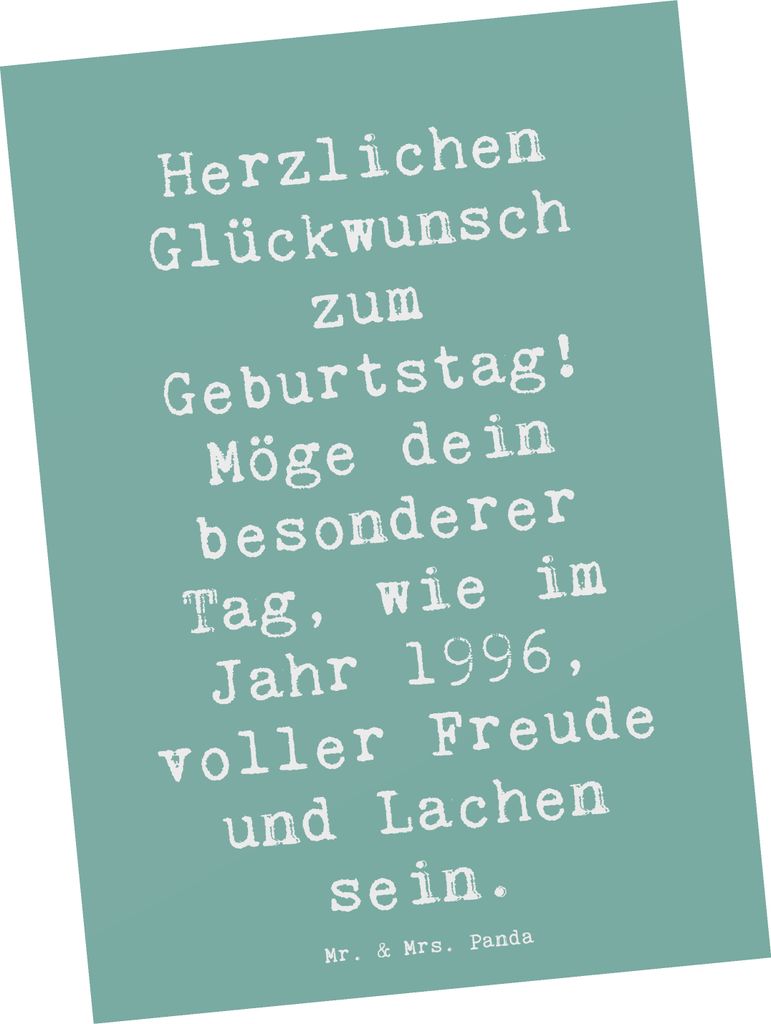 Mr. & Mrs. Panda Postkarte Spruch 1996 Geburtstag Freude - Meeresbrise - Geschenk, Fotokarte, Jubiläum, Ansichtskarte, Jahrgang, Alter, Glück, Mo...