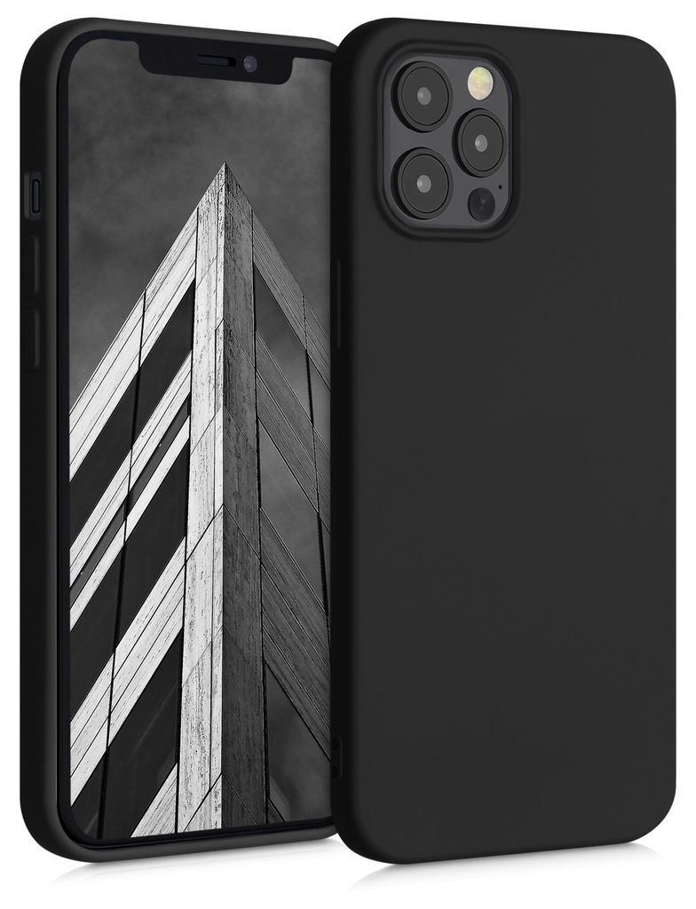 kwmobile Hülle kompatibel mit Apple iPhone 12 Pro Max Hülle - gummierte TPU Silikon Handyhülle - Schutzhülle für kabelloses Laden - Case in Sc...