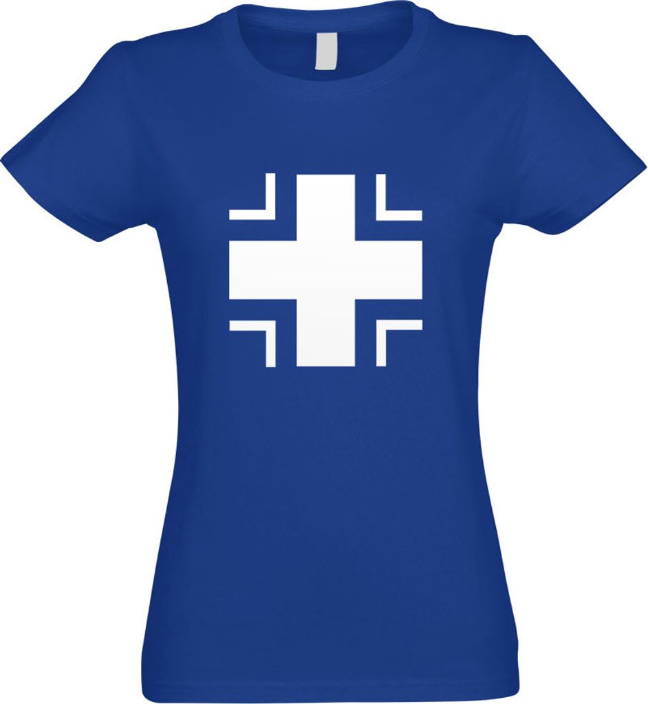 Kiwistar - T-Shirt tailliert - Damen - royal - Bundeswehr Kreuz - mit Motiv Bedruckt - Funshirt Design - Sport - Freizeit - Damen - L