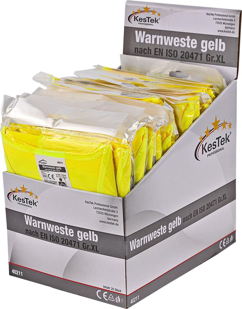 25er Aufsteller gelbe Warnwesten XL reflektierend nach EN ISO 20471