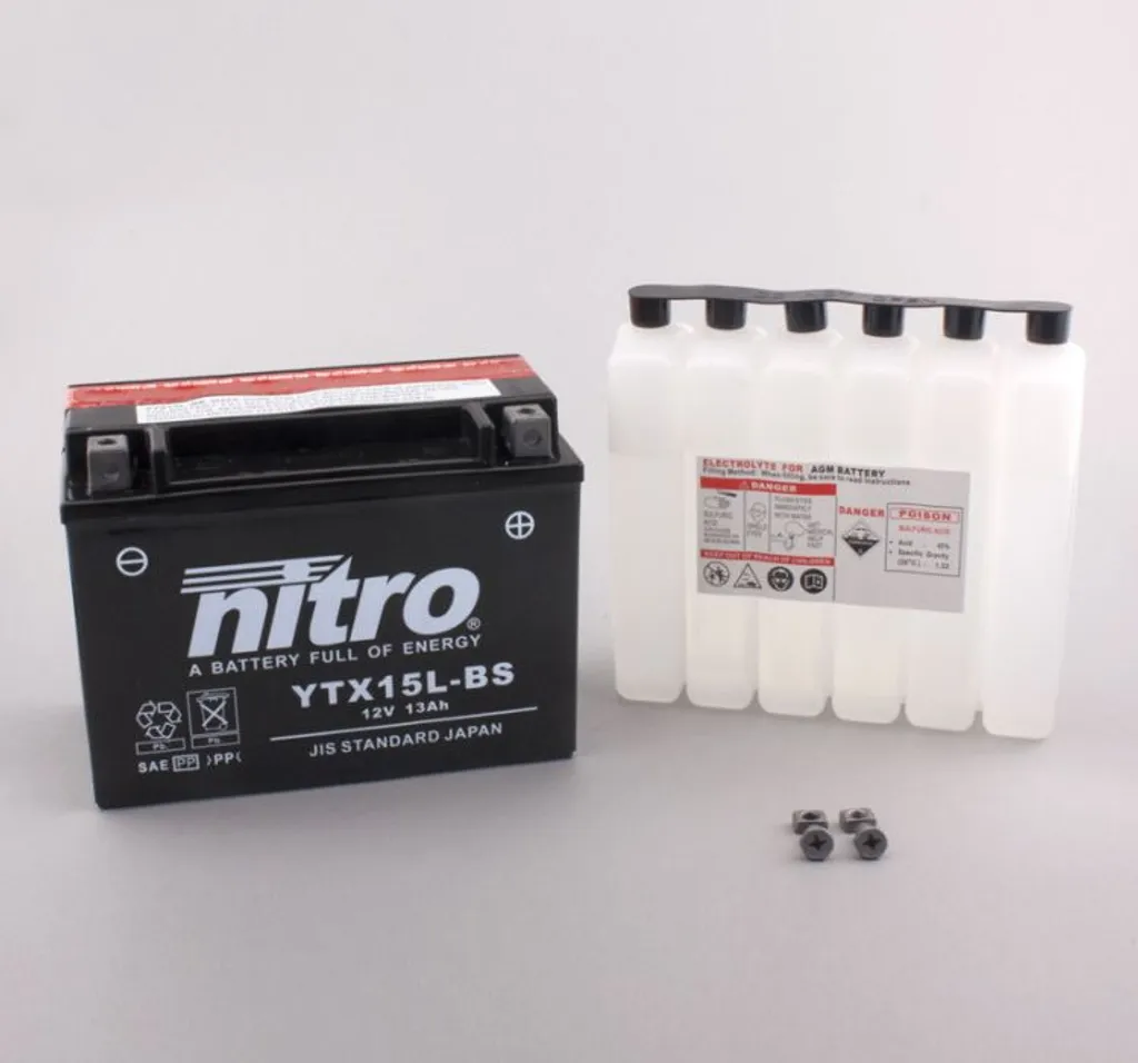 Batterie de moto 12V 13Ah Nitro YTX15L-BS type MF sans entretien
