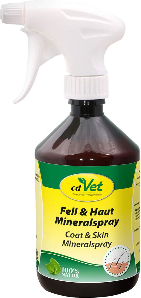 cdVet Fell & Haut Mineralspray 500ml, Hund, Haut, Spray, 500 ml, Flasche, Aqua, Aloe barbadensis, Melaleuca alternifolia Oil, Maris sal, Lavandula ...