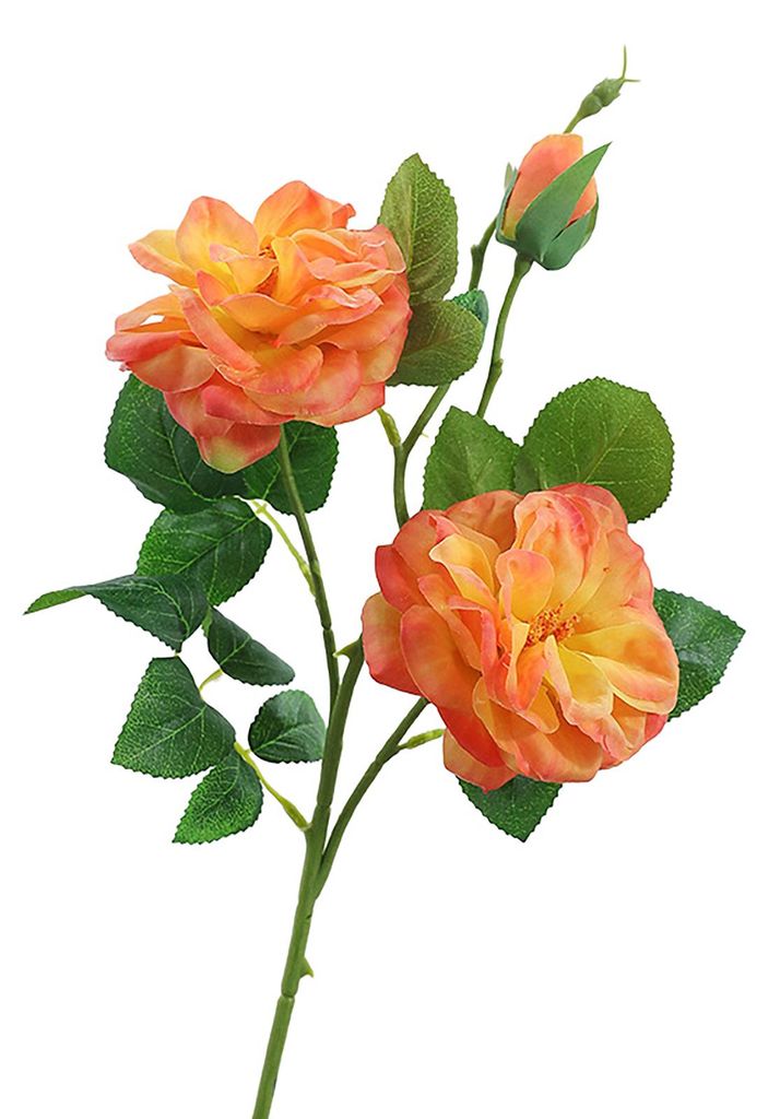 Künstliche Rose mit grünen Blättern, 3 Köpfe, realistische, langstielige Kunstblume, künstliche Blume, Dekoration für Zuhause, Hochzeit, Part...