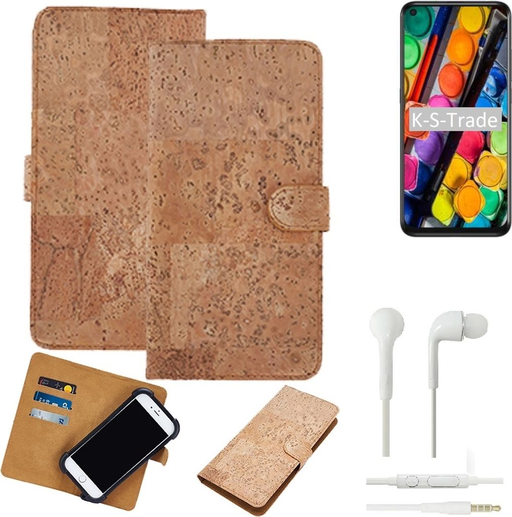 K-S-Trade Hülle kompatibel mit TCL PLEX + in ear Kopfhörer Kork Handyhülle Cover Schutzhülle TPU Case Bumper in Hellbraun, (1x)