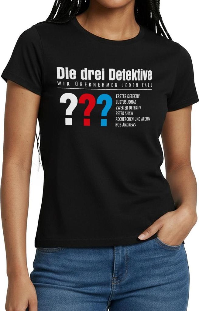 Spreadshirt Die Drei Fragezeichen Detektive Visitenkarte Frauen T-Shirt, L, Schwarz