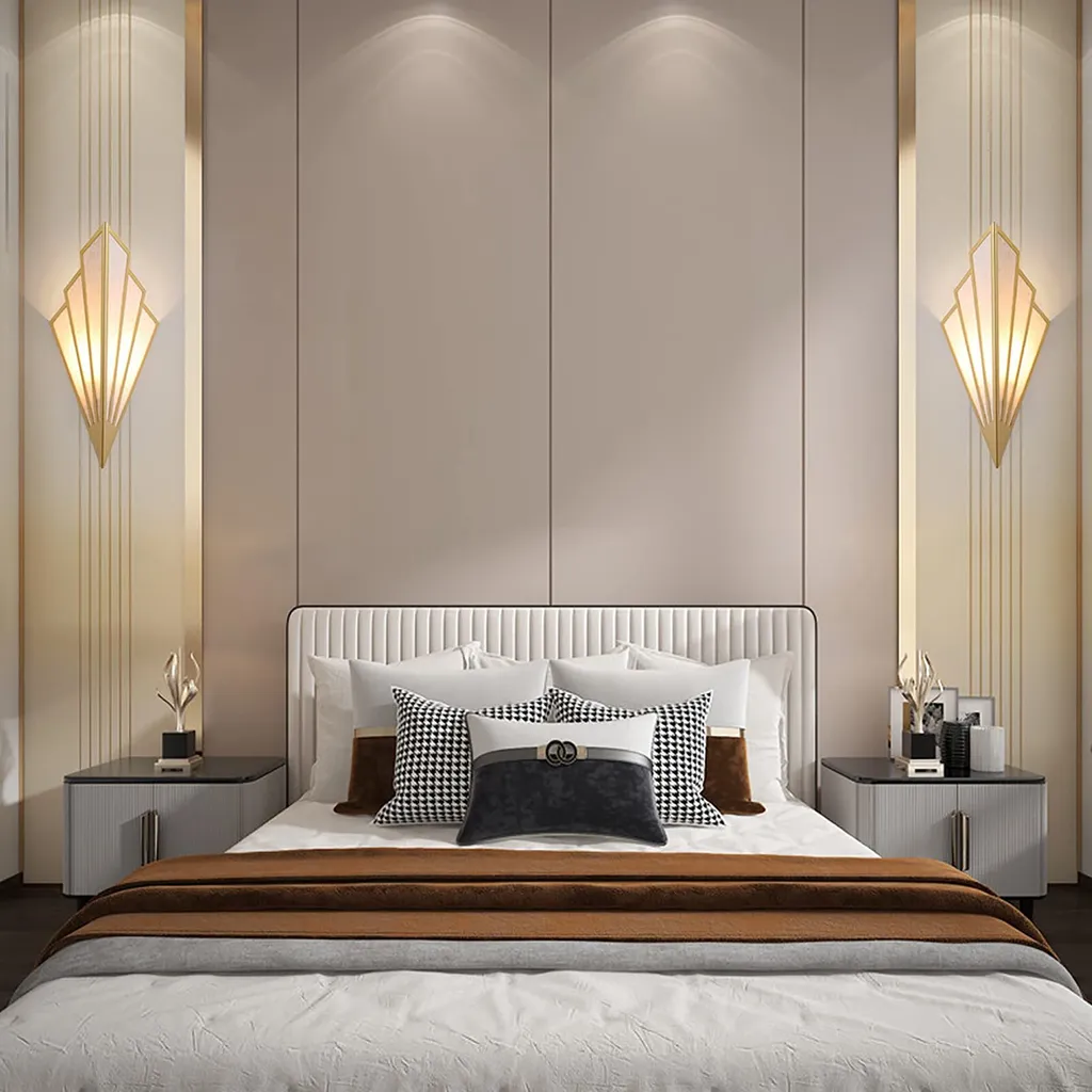 Lampada da parete moderna a led per interni oro, lampada da parete in ferro 230V Illuminazione da parete per interni, lampada da parete con paralume in lino Lampade da parete per soggiorno camera da letto corridoio - 2