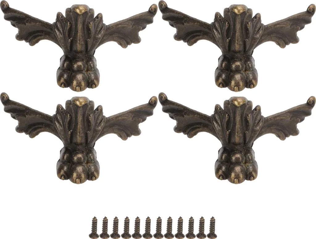 Piedini Vintage a Pipistrello in Legno per Mobili Chic - 4 Pezzi