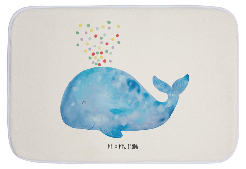 Mr. & Mrs. Panda badezimmer läufer Wal Konfetti - Weiß - Geschenk, Wale, Trennung, Badvorleger, Badezimmerteppich, Abnehmen, Badematte, Matte, Me...