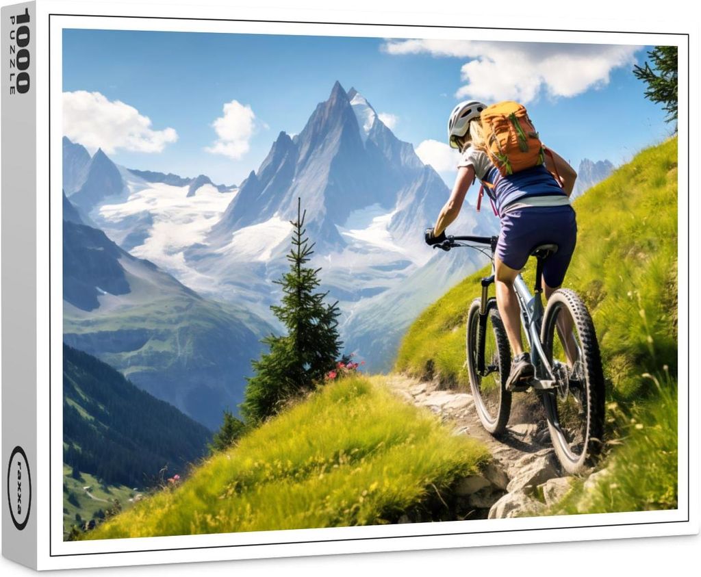 raxxa Premium-Puzzle "Mountain Biker on Alpine Trail", 1000 Teile