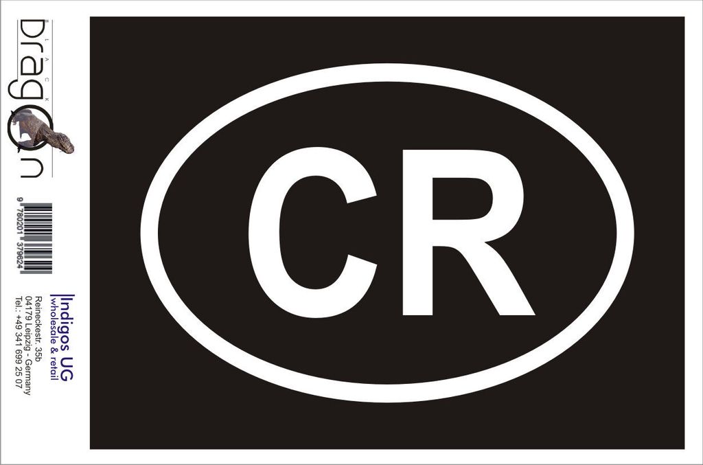 Aufkleber / Autoaufkleber - JDM / Die cut / Auto / OEM - Costa Rica CR - 160x110mm silber - Heckscheibe / Heckscheibenaufkleber