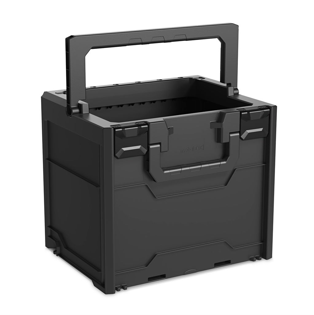 Werkzeugkoffer ToolBox | HxBxT 35x40x40cm | 34 Liter | Mit Henkel- & Frontgriff | Schwarz | Werkzeugbox, Transportbox