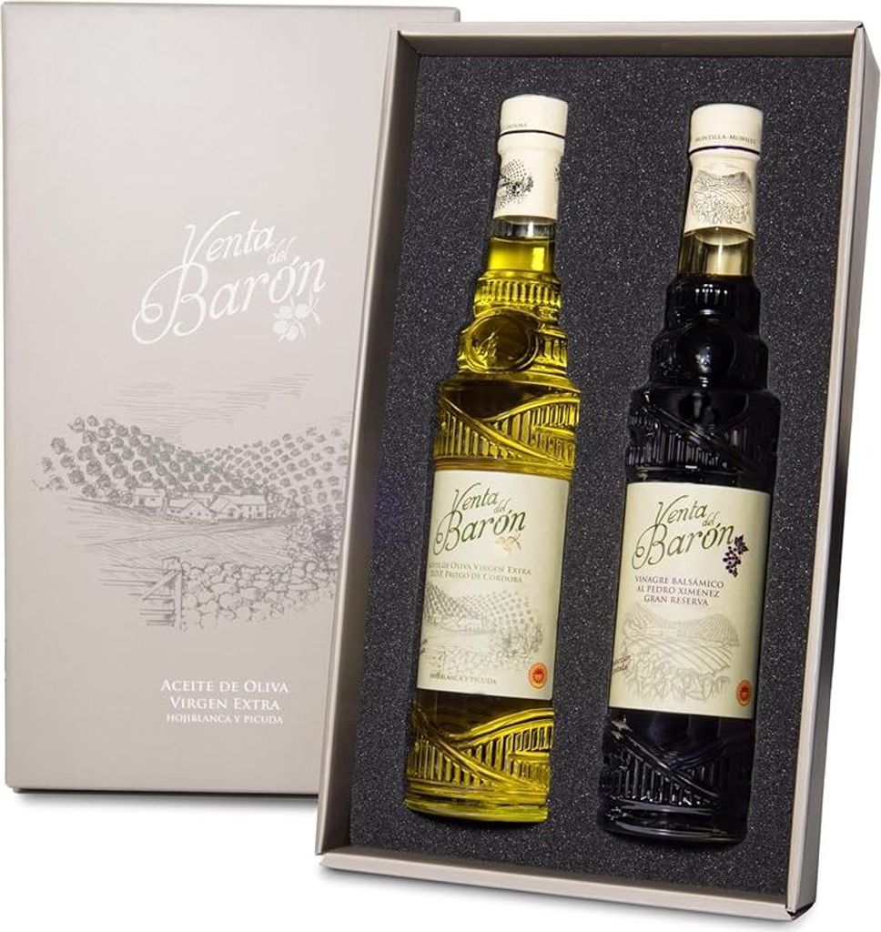 Venta del Barón Preisgekröntes Premium Natives Extra Virgine Olivenöl 500ml & Gran Reserva Grand Reserva Balsamico Essig Pedro Ximénez 500ml in...