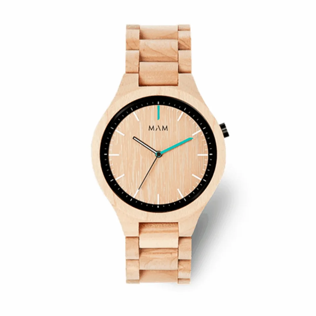 Montre MAM698 Hypoallergénique en Bois et Cuir pour Peaux Sensibles