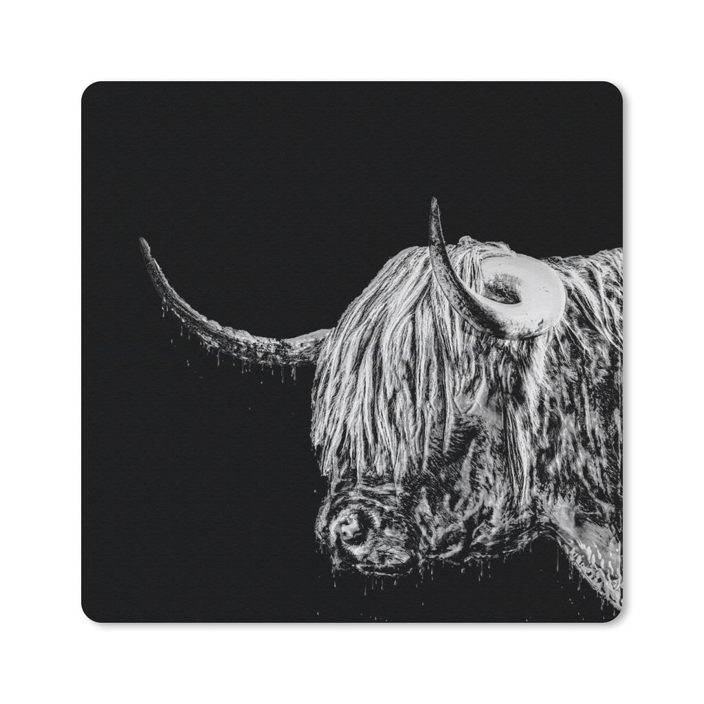 MuchoWow Mauspad Mousepad Schottischer Highlander - Kuh - Schwarz - Weiß 30x30 cm - Mousepads - Maus Mat - Pad - Mausunterlage - Gaming