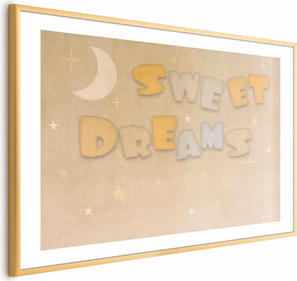 Quadro Wish 90x60 Oro - Cornice con Margine per Arredo Moderno