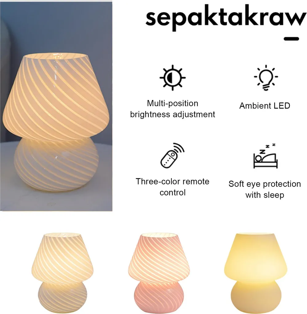 Veilleuse champignon simple à LED - Éclairage tamisé pour la lecture - 5