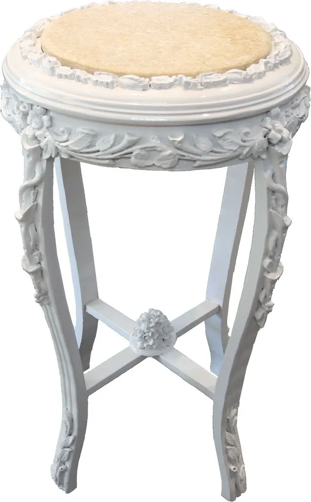 Table d'appoint ronde Casa Padrino Flowers blanc aspect vieilli 71x42 cm