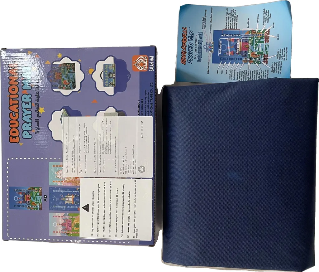 Tapis de prière éducatif et interactif bleu en bambou naturel 70x110