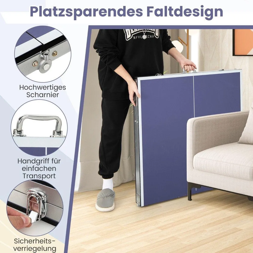 Mini Table de ping-pong kit complet avec 2 raquettes et filet ajustable - 5