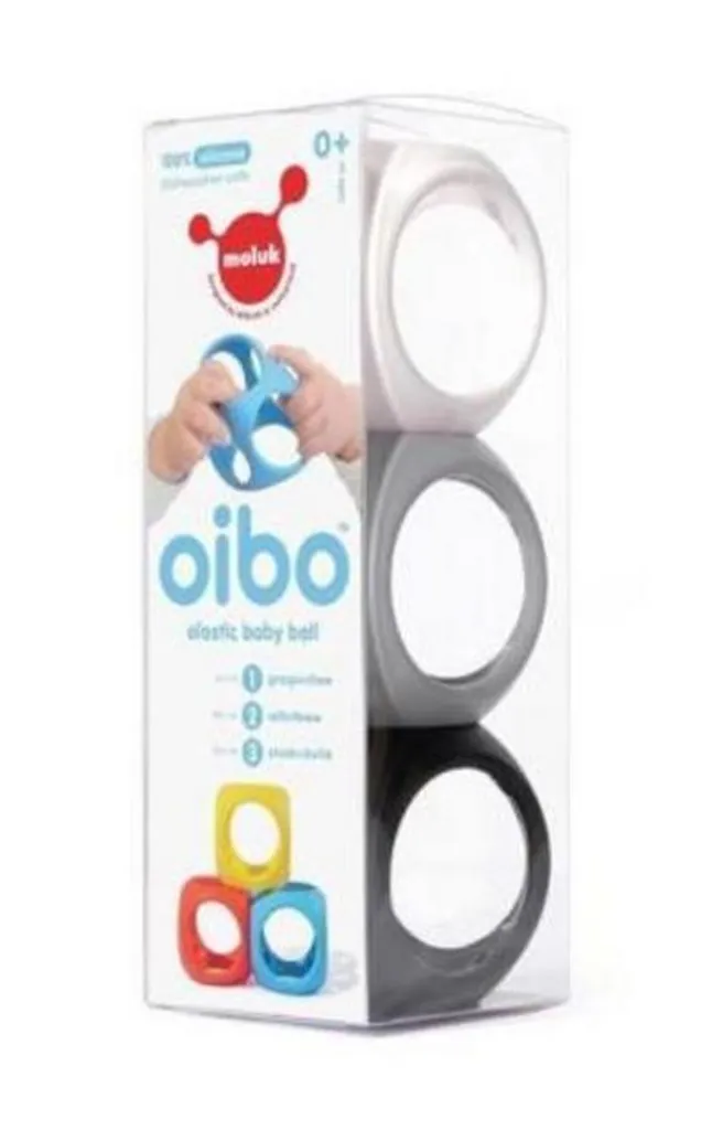 Set de 3 balles cubes Oibo Moluk pour bébé éveil moteur et dentition