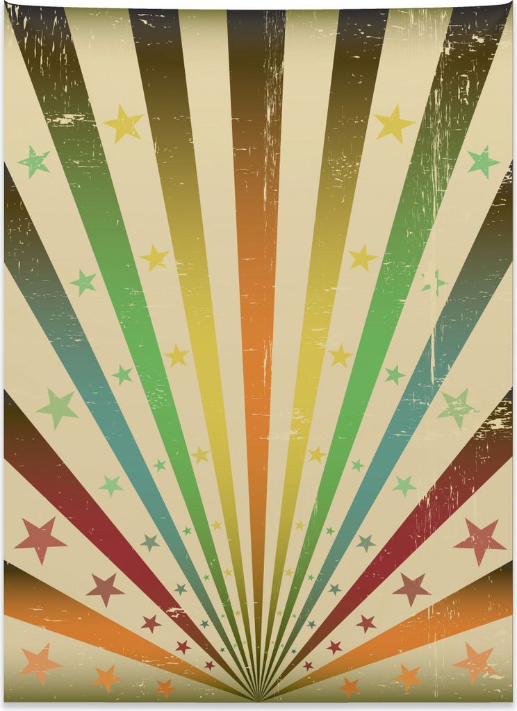 Abakuhaus Jahrgang Rainbow Wandteppich, Streifen Sterne aus Weiches Mikrofaser Stoff Kein Verblassen Klare Farben Waschbar, 110 x 150 cm, Mehrfarbig