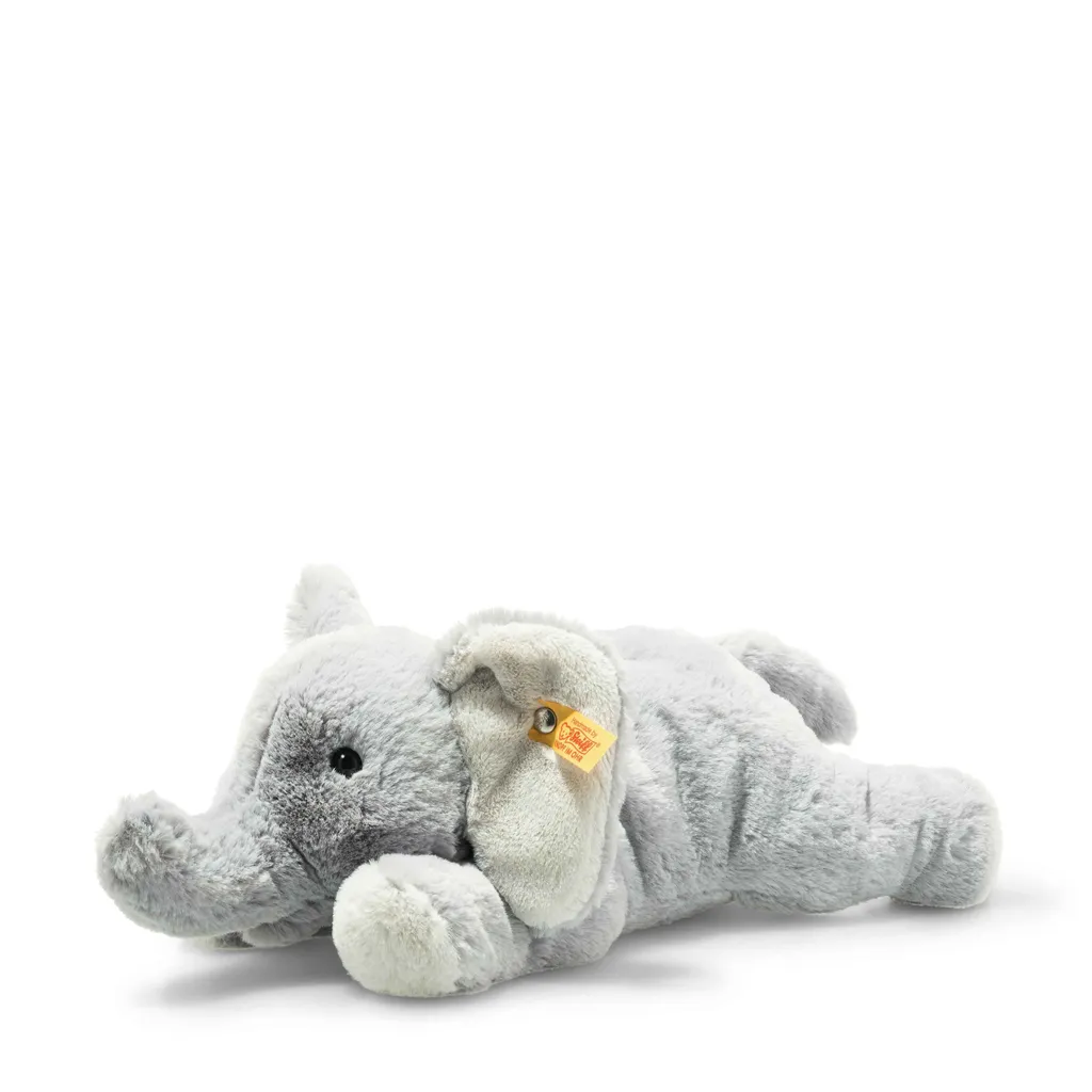 Cadeau de naissance : Éléphant Steiff Elna 28 cm - Peluche grise couchée