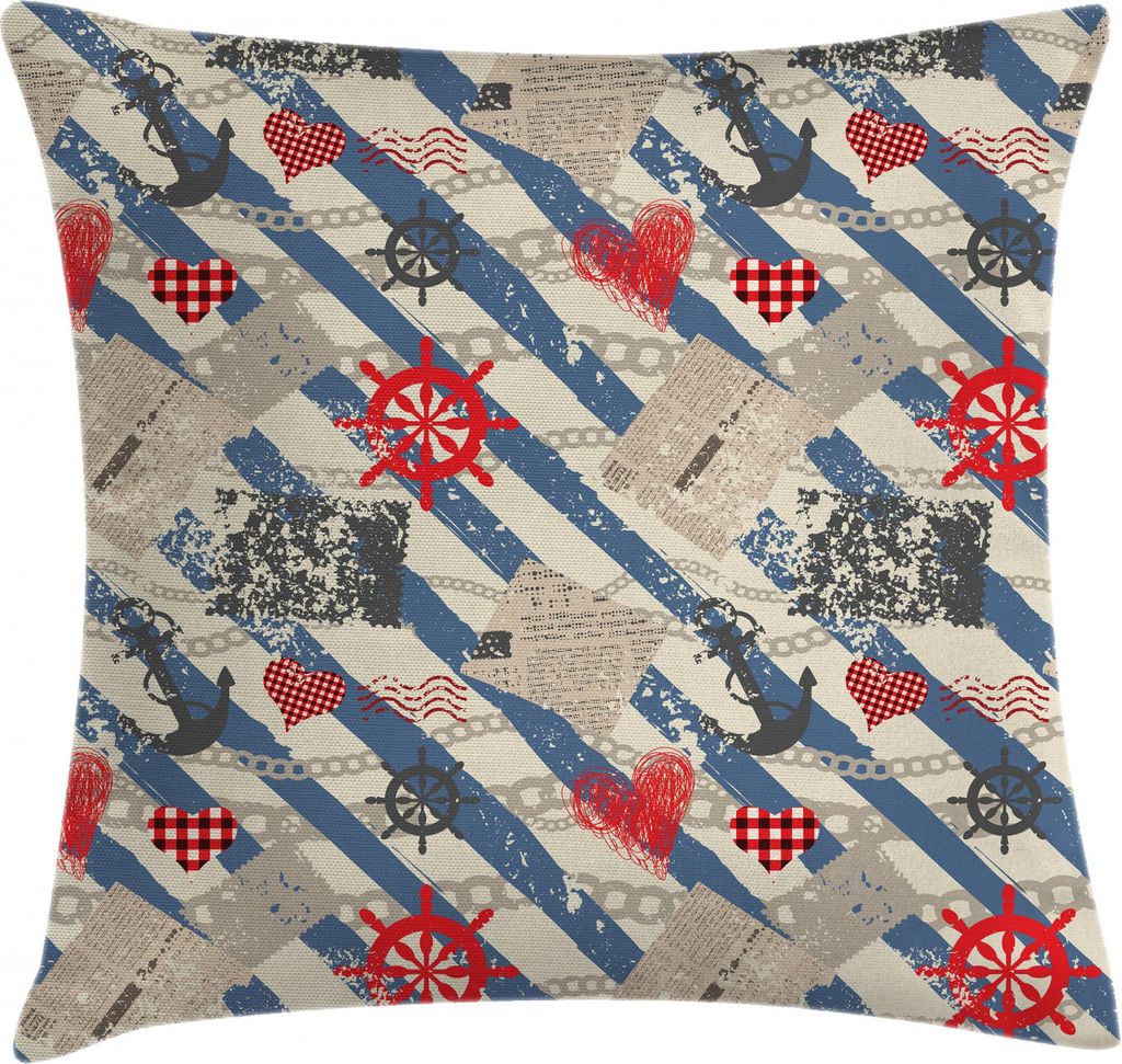 ABAKUHAUS Nautisch Kissenbezug, Grunge Rad Herz, Waschbar mit Reißverschluss Kissenhülle mit Farbfesten Klaren Farben Beidseitiger Druck, 40 x 40...