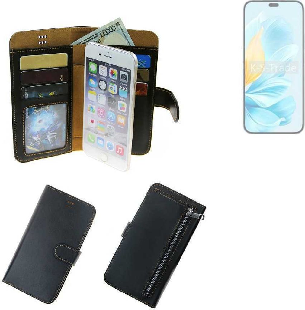 K-S-Trade Schutz Hülle kompatibel mit Honor 200 Lite Klapphülle Case Phone cover Slim Handytasche Handy Hülle schwarz aus Kunstleder (1 Stk)