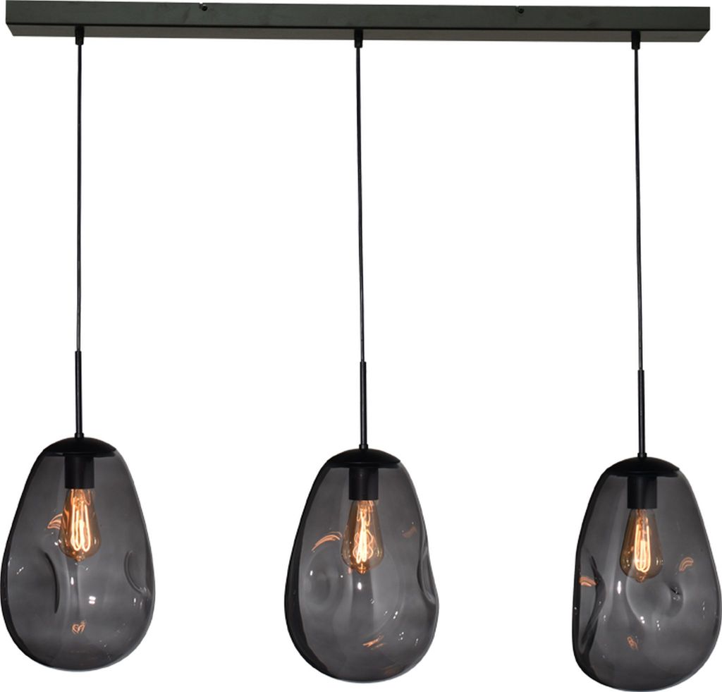 masterlight Pendelleuchte Lava 3-flammig Glas Grau 100x24cm