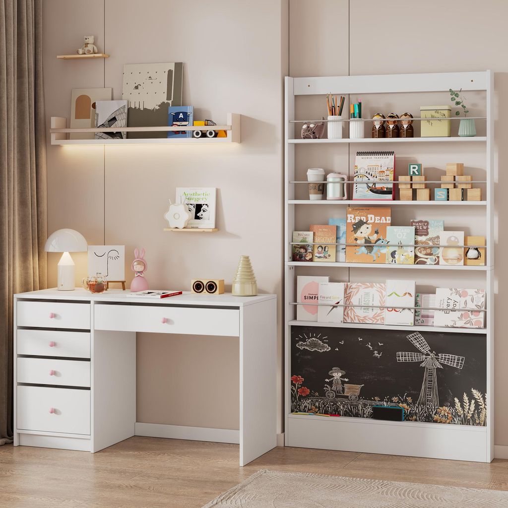 Flieks kindermeubelset met bureau en boekenkast voor Productafbeelding 