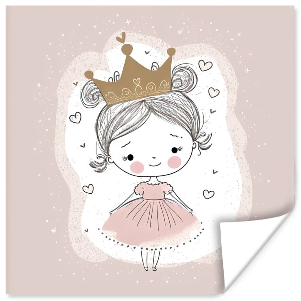 MuchoWow Poster Prinzessin - Kleid - Kinder - Mädchen 50x50 cm - Wohnzimmerdekoration