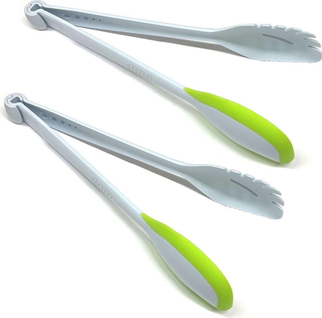 2er Set 5in1 Küchenhelfer Salatbesteck Servierbesteck Teigschaber Nudelzange Kräuter Abstreifer Spaghetti Zange Servierzange Silikonschaber Unive...