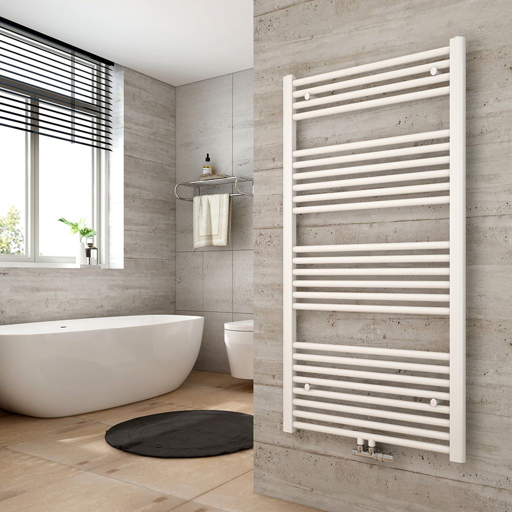 Heilmetz Badheizkörper 120 x 60 cm Weiß Handtuchtrockner Mittelanschluss Heizung Handtuchwärmer Heizkörper Bad Radiator für Zimmer 5m2 Ohne h...