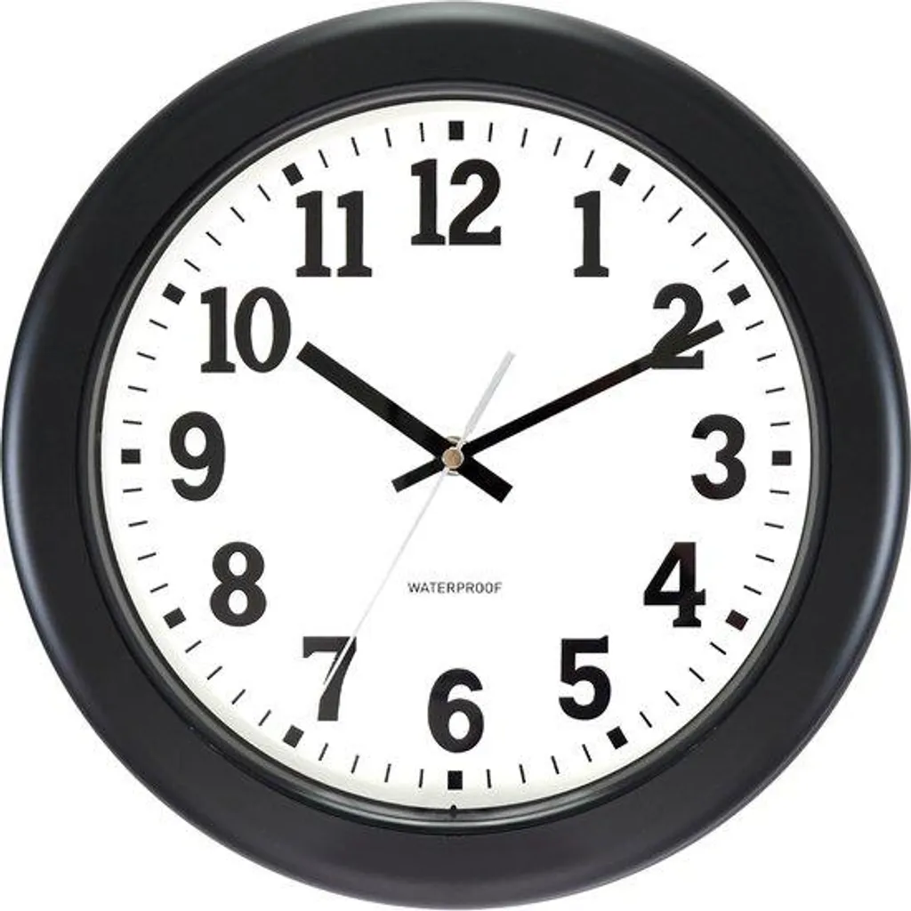 Horloge extérieure étanche noire 30 cm silencieuse pour terrasse